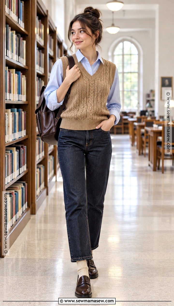 Sweater Vest and Button Down School Outfit - 25 autumn school outfits
