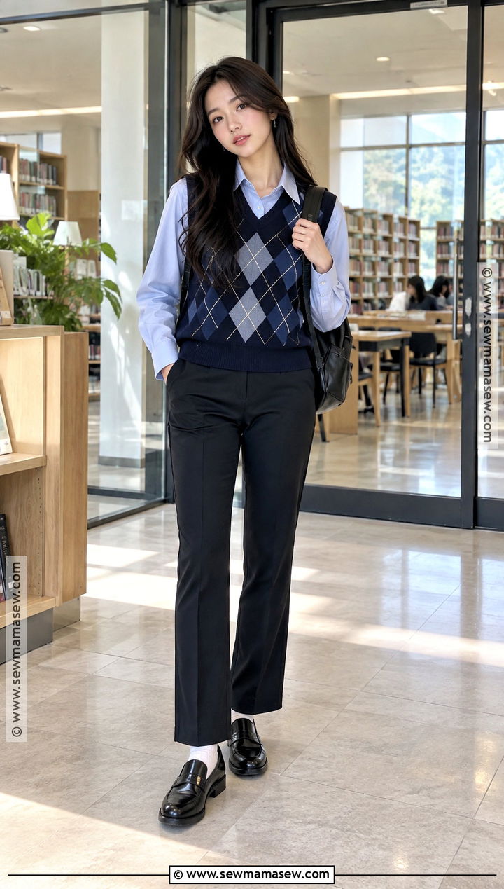 Sweater Vest and Button Down School Outfit - 15 fall outfit inspo school ideas