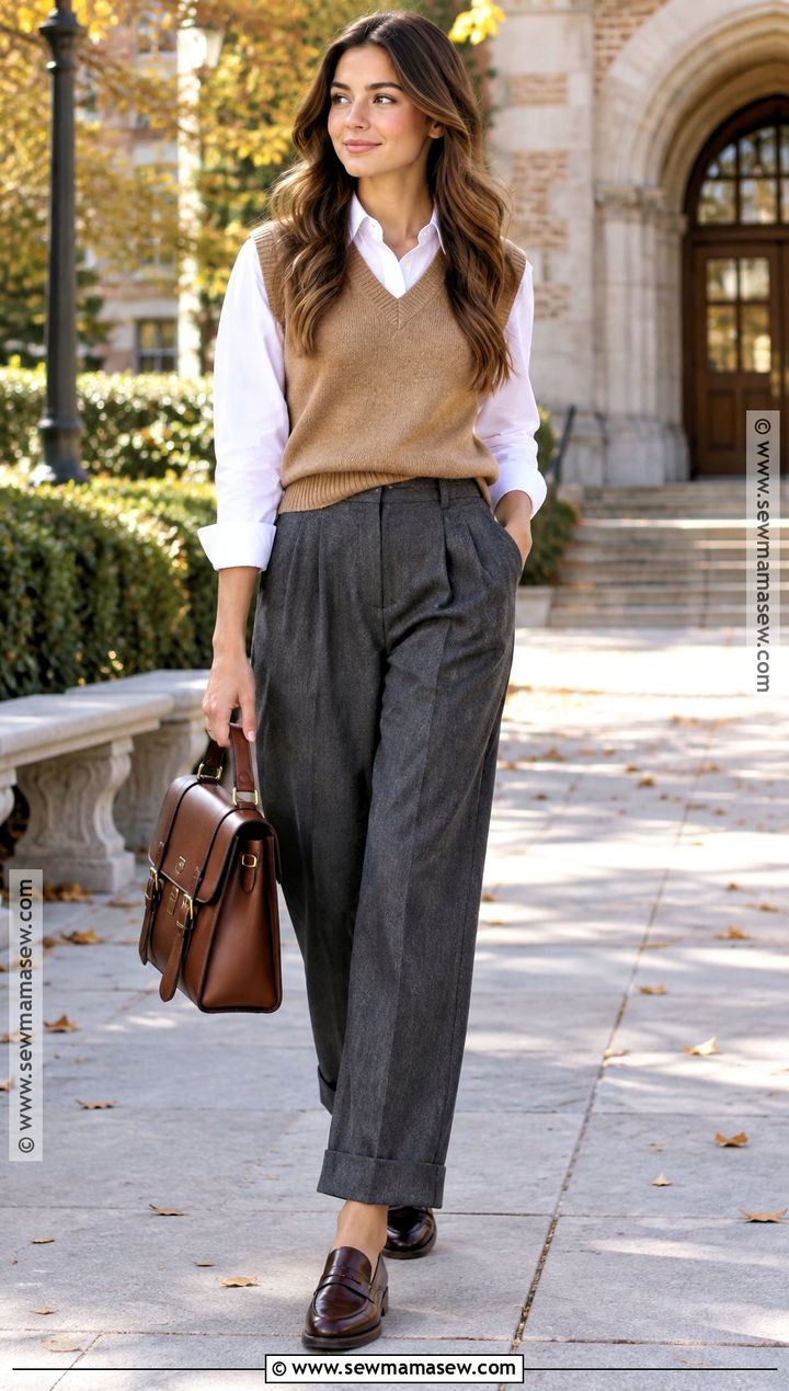 Sweater Vest and Button Down Shirt - 25 sweater weather aesthetic ideas