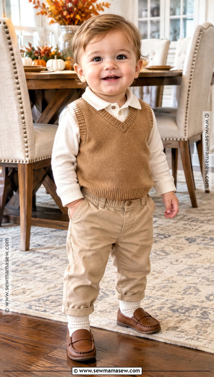 Sweater Vest and Chino Pants - 15 first thanksgiving outfit ideas for boys