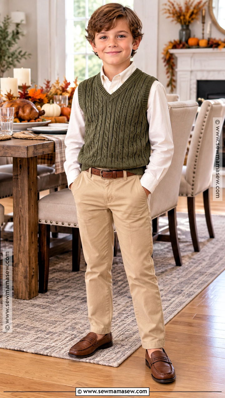 Sweater Vest and Chinos Thanksgiving Outfit - 15 Thanksgiving Clothes for Kids