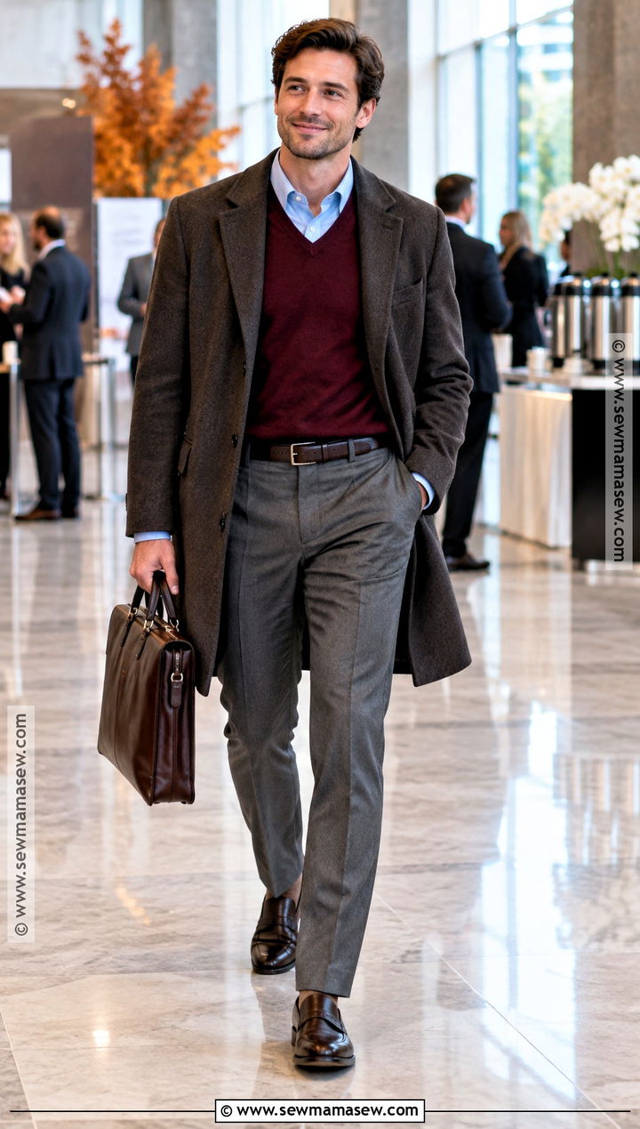 Sweater Vest and Dress Pants Fall Work Outfit - 15 fall work outfits for men