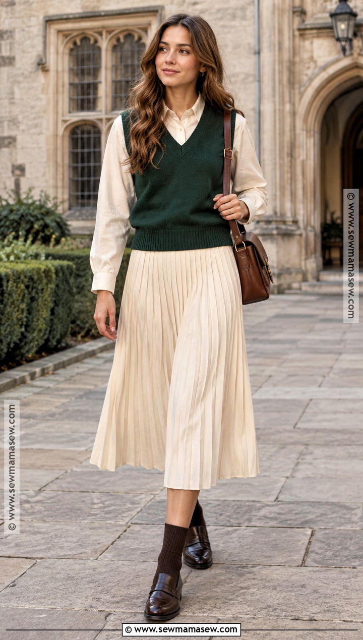 Sweater Vest and Pleated Skirt Fall Shoot - 15 Fall Fashion Shoot Ideas
