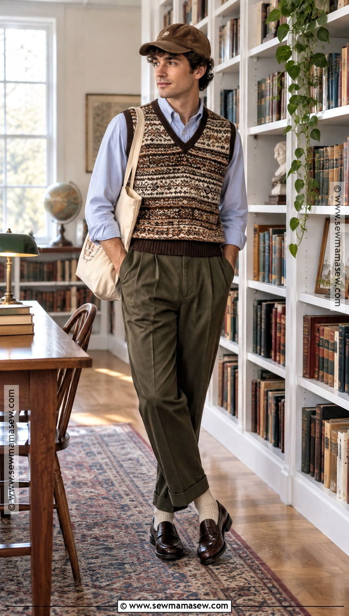 Sweater Vest and Pleated Trousers Hipster Fall Outfit - 15 Hipster Fall Outfits for Men