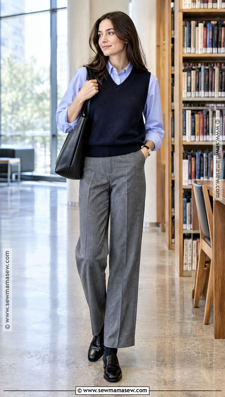 Sweater Vest and Poplin Shirt Fall Outfit - 25 trendy fall outfits