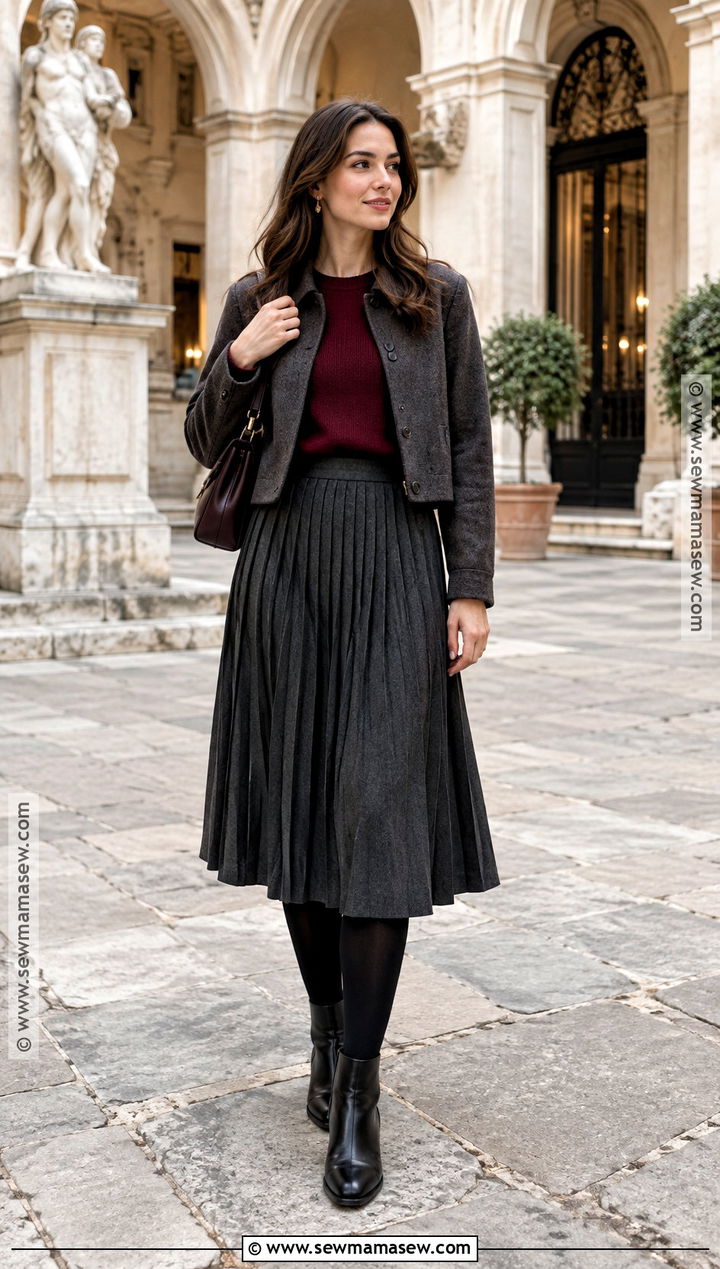 Sweater and Midi Skirt Fall Europe Outfit - 20 Fall Europe Trip Outfits