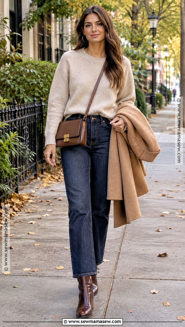 Sweater and Straight Leg Jeans Fall Outfit - 15 fall and winter clothes for women