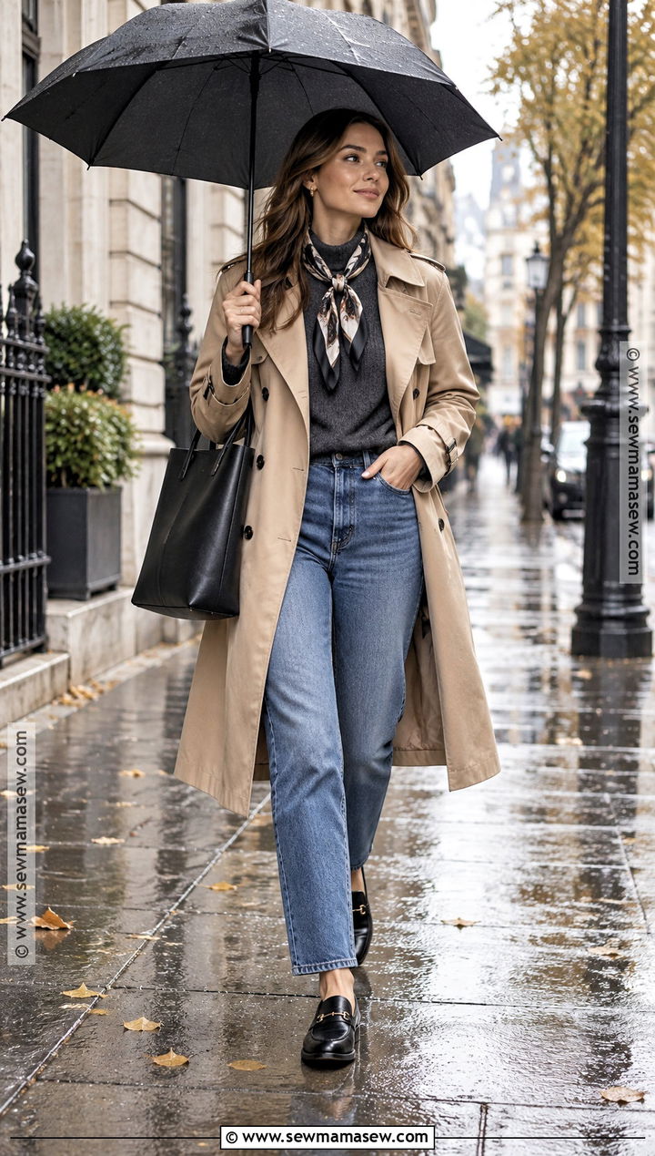 Sweater and Trench Coat Outfit - 25 sweater weather aesthetic ideas