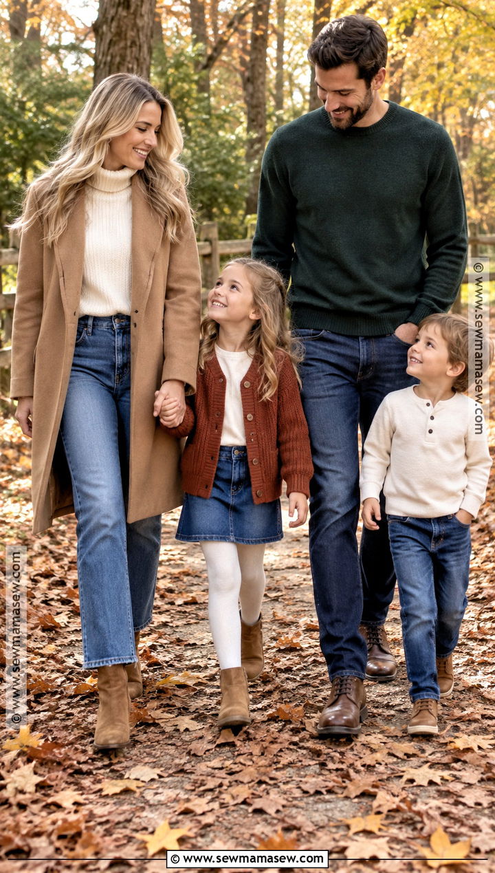 Sweaters And Jeans Fall Family Photo Outfits - 15 fall photography family outfits