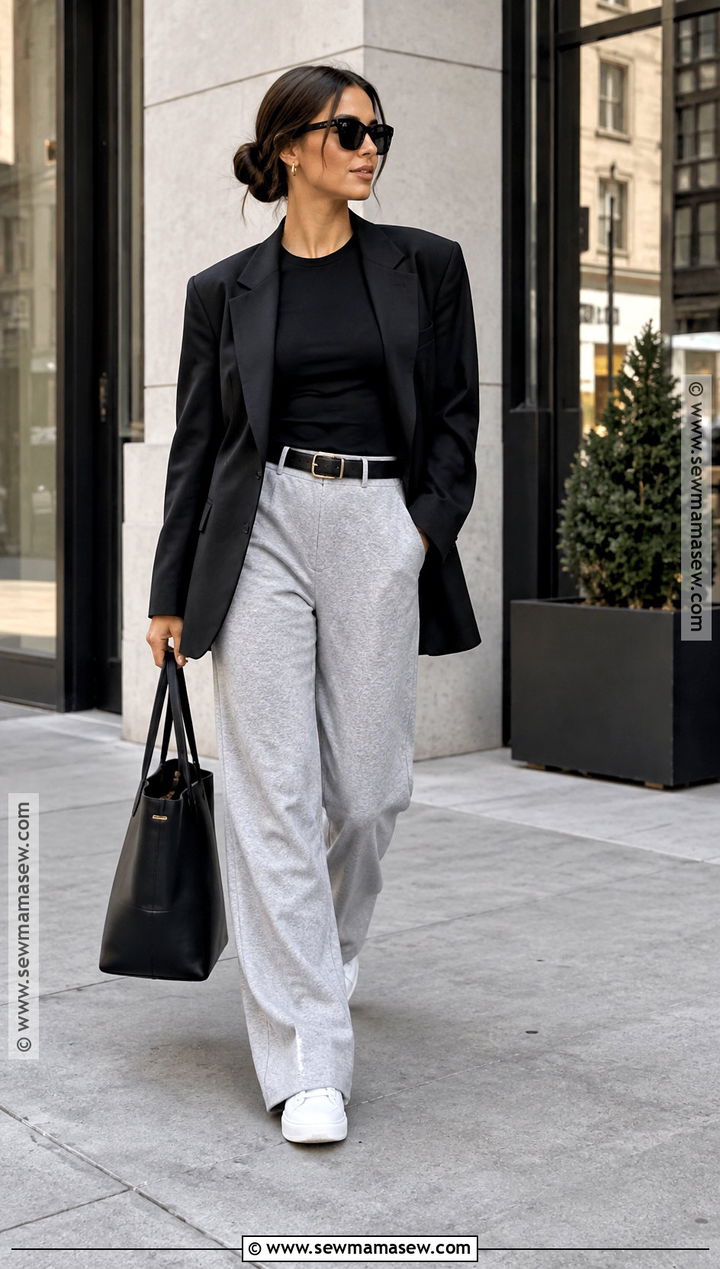 Sweatpants And Oversized Blazer Outfit - 20 fall sweats outfits
