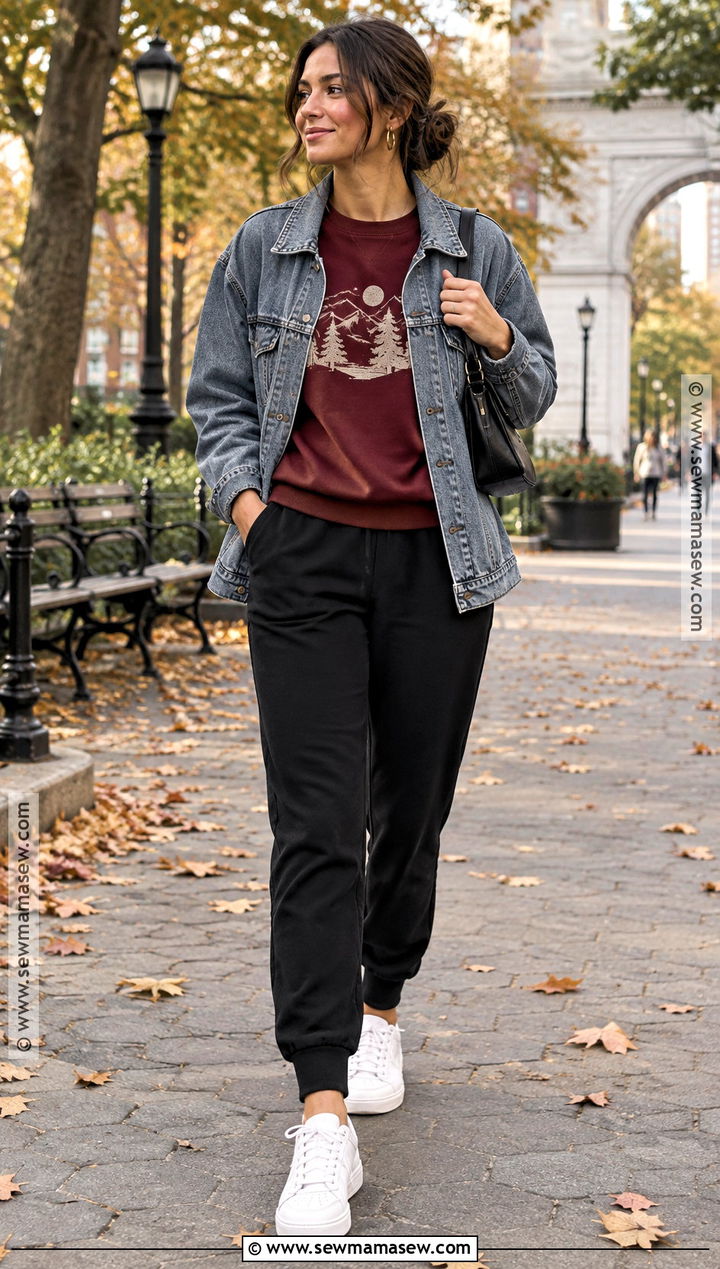 Sweatpants With Graphic Sweatshirt - 25 fall sweatpants outfits
