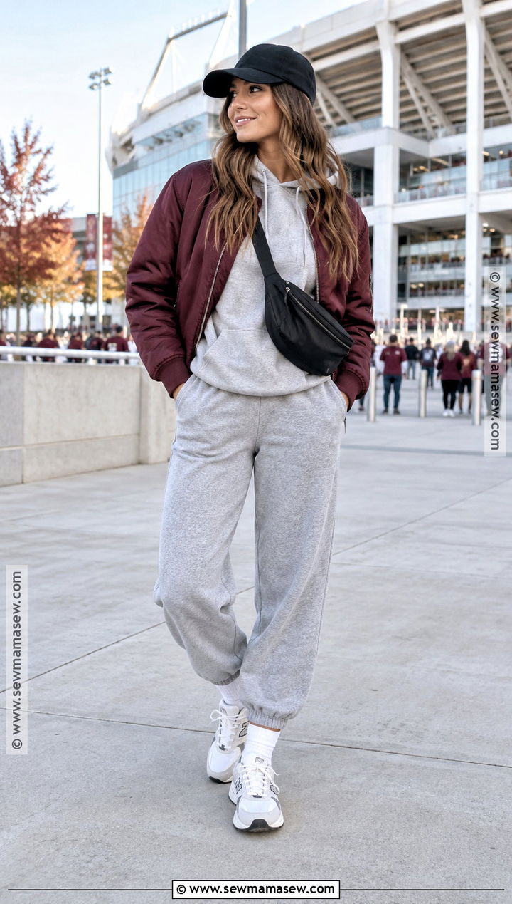 Sweatpants With Hoodie and Bomber Jacket - 25 Fall Outfits Sweatpants