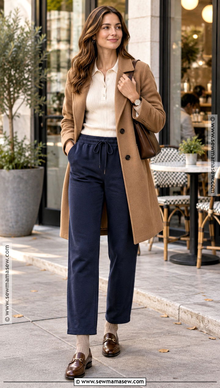 Sweatpants With Knit Polo and Loafers - 25 Fall Outfits Sweatpants