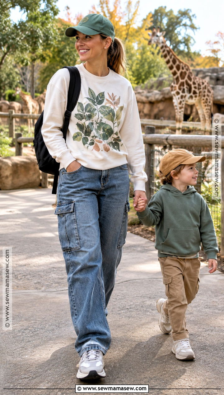 Sweatshirt And Cargo Jeans Zoo Outfit - 25 zoo outfit fall ideas