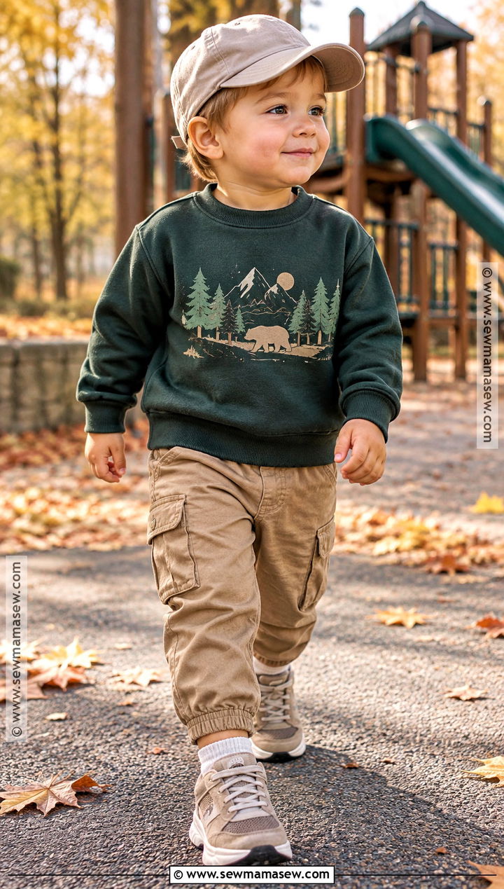 Sweatshirt And Cargo Pants Toddler Fall Outfit - 25 fall toddler outfits