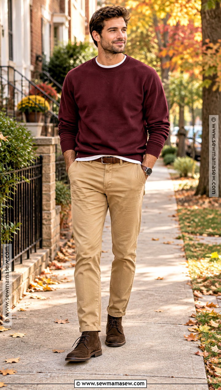 Sweatshirt And Chinos Fall Outfit - 30 fall outfits for men