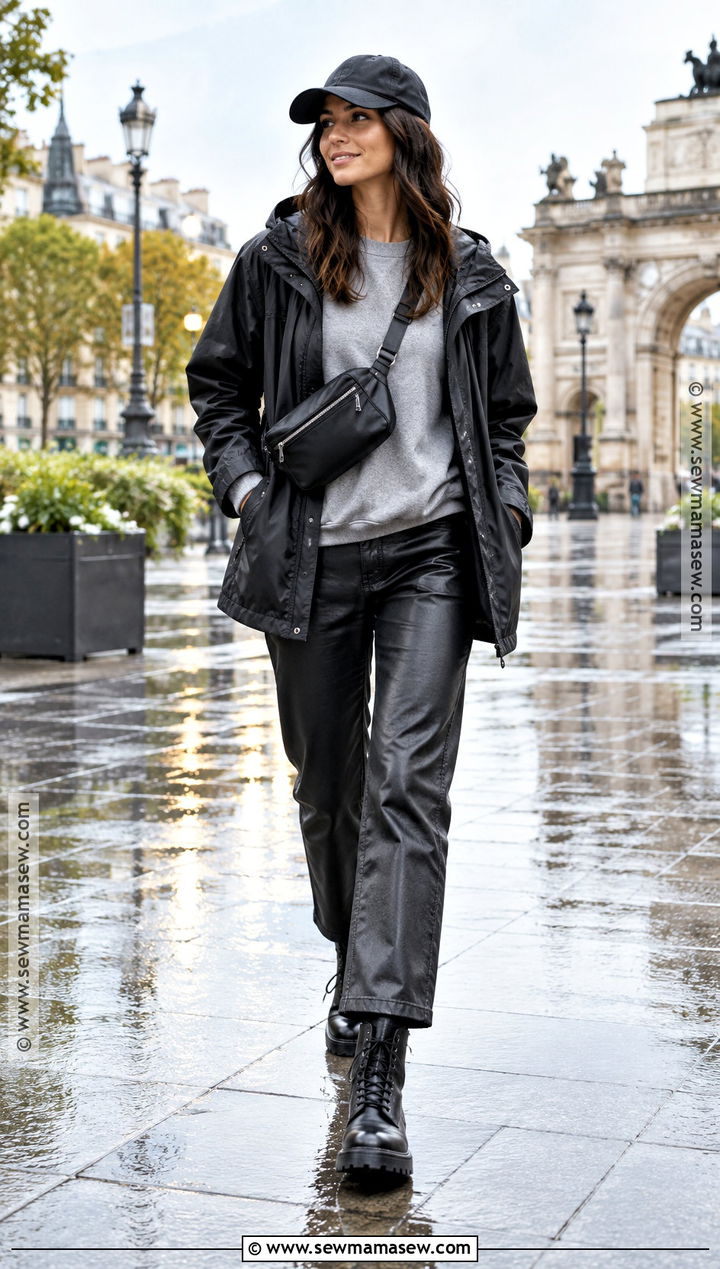 Sweatshirt And Coated Jeans Outfit - 15 fall rainy day outfits comfy