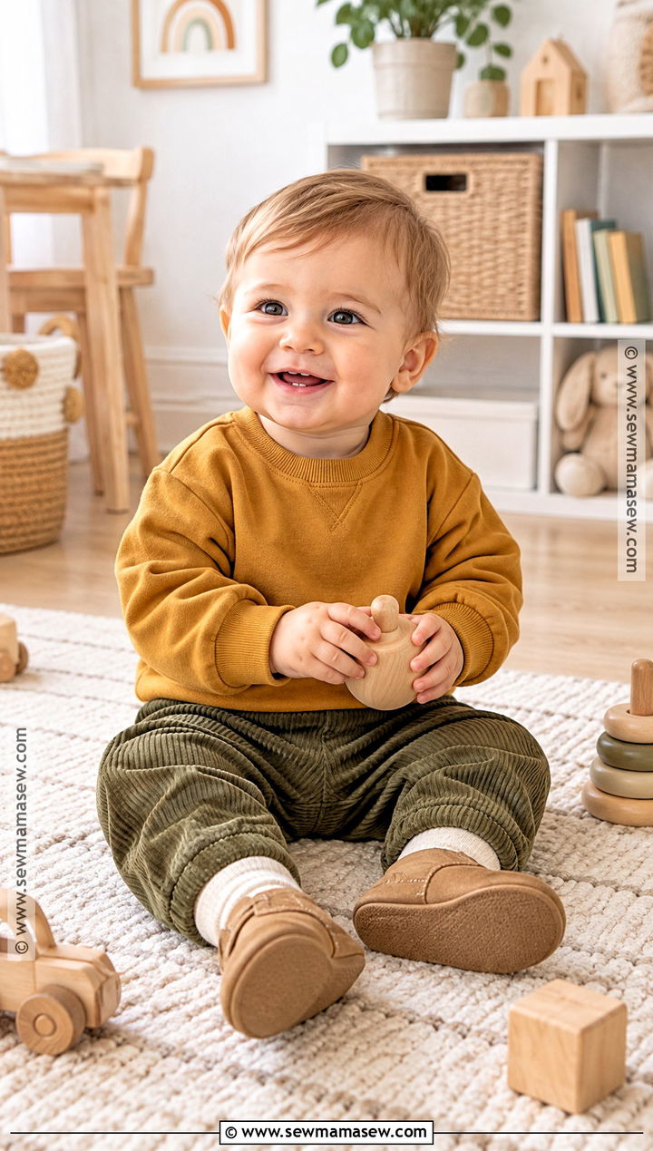 Sweatshirt And Corduroy Pants Baby Boy Fall Outfit - 20 fall outfits for baby boys