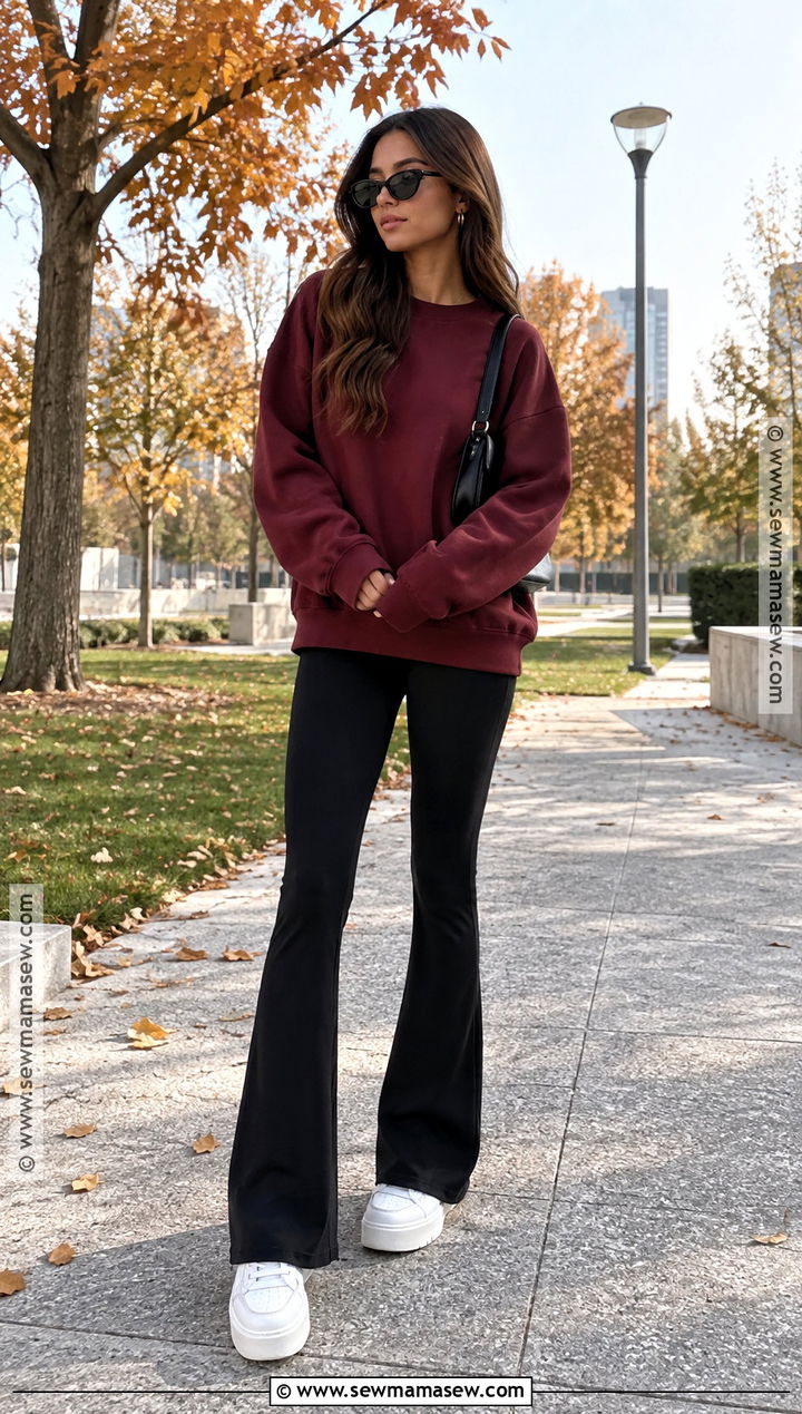 Sweatshirt And Flared Leggings Outfit - 15 Sweatshirt And Leggings Outfit Fall