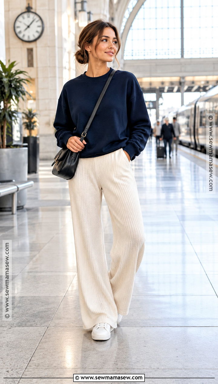 Sweatshirt And Wide Leg Pants Fall Outfit - 25 comfy outfits fall