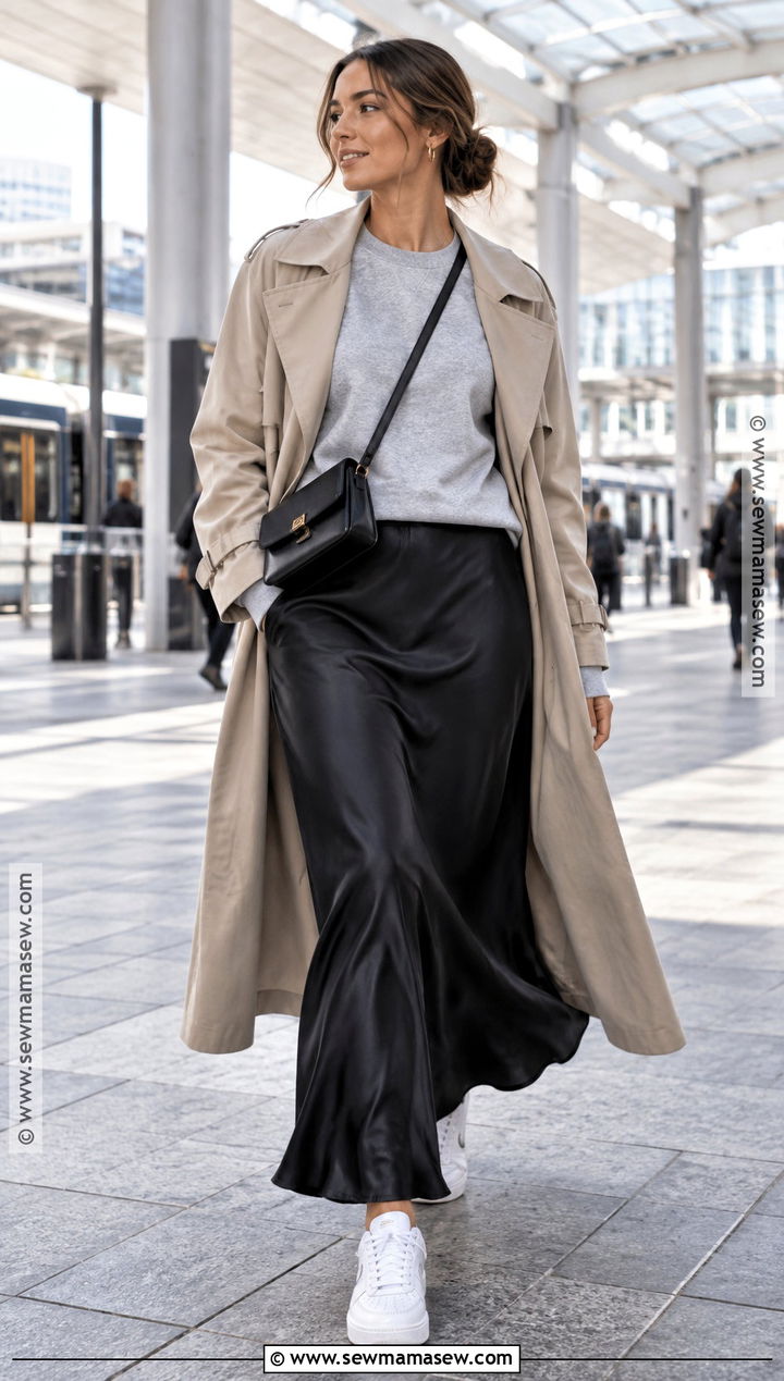 Sweatshirt Fall Outfit With A Maxi Skirt - 25 effortless fall outfits