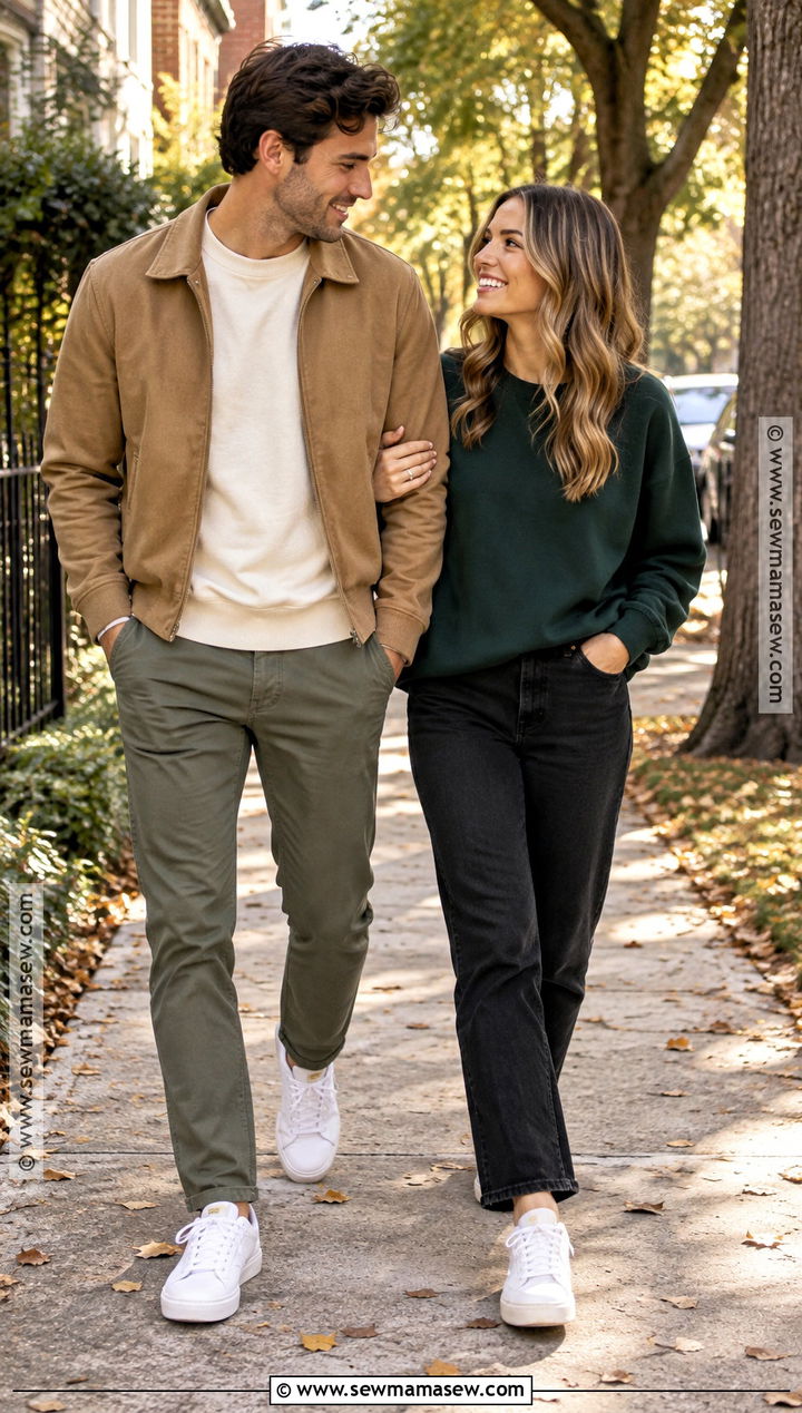 Sweatshirt and Sneakers Fall Couple Outfit - 15 fall couple pics outfits