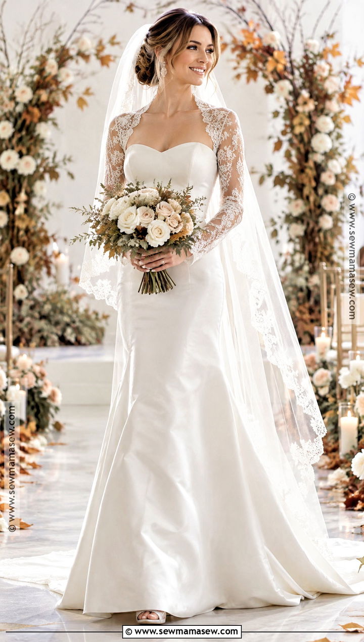 Sweetheart Wedding Dress With Lace Bolero - 15 Classic Fall Wedding Dress Ideas