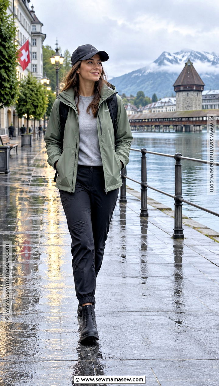 Switzerland Rainy Day Outfit With Waterproof Jacket And Trousers - 15 switzerland in september outfits