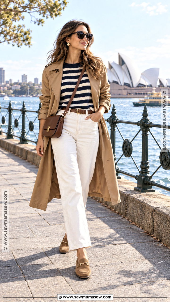 Sydney Autumn Striped Sweater And White Jeans Outfit - 20 Sydney Australia Outfits Autumn