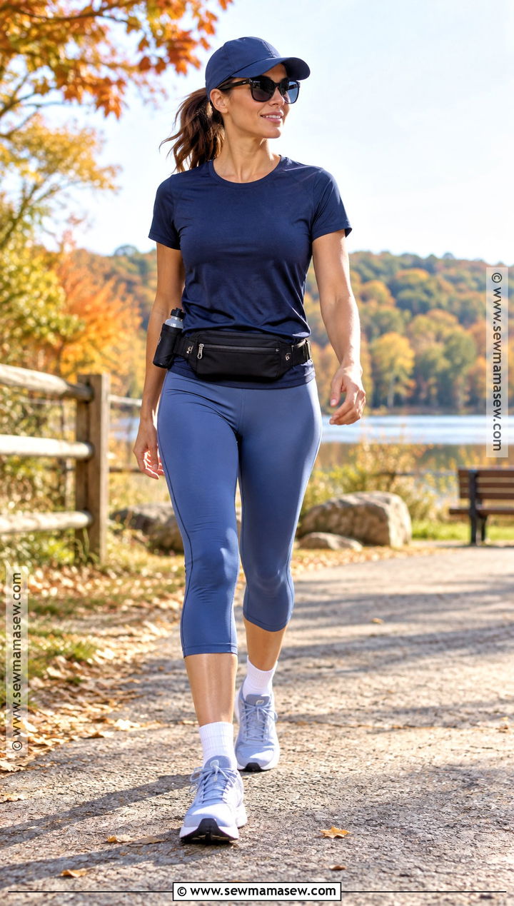 T Shirt And Capri Leggings Fall Running Outfit - 25 fall running outfit ideas