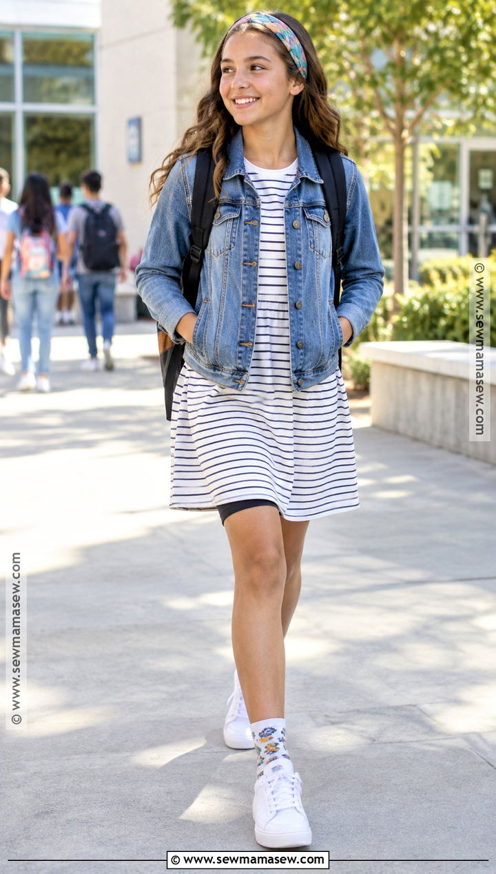 T Shirt Dress And Denim Jacket Middle School Outfit - 15 back to school middle school outfits