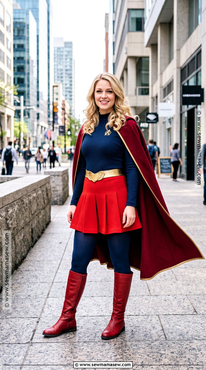 TV Supergirl Costume With Blue Tights - 30 Super Girl Costume Ideas for Women