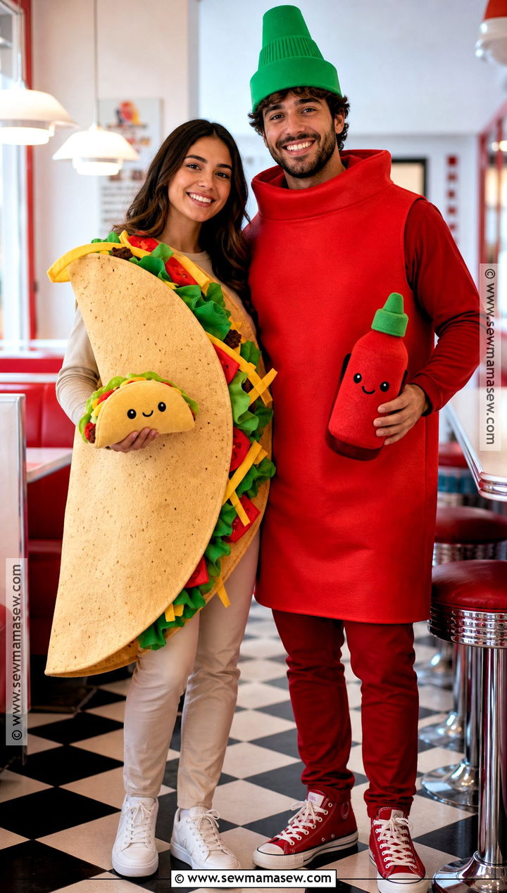 Taco And Hot Sauce Couple Costume - 30 Unique Couples Halloween Costume Ideas Funny