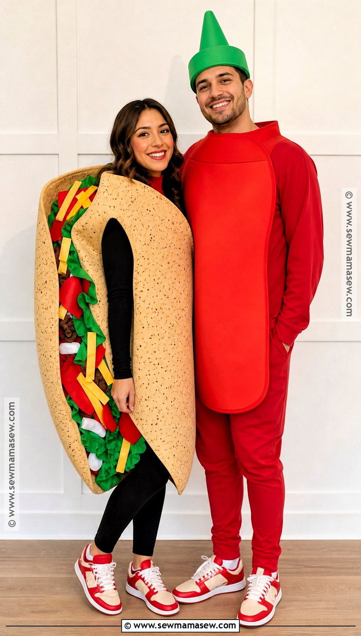 Taco And Hot Sauce Couple Costume - 35 funny halloween costumes for couples