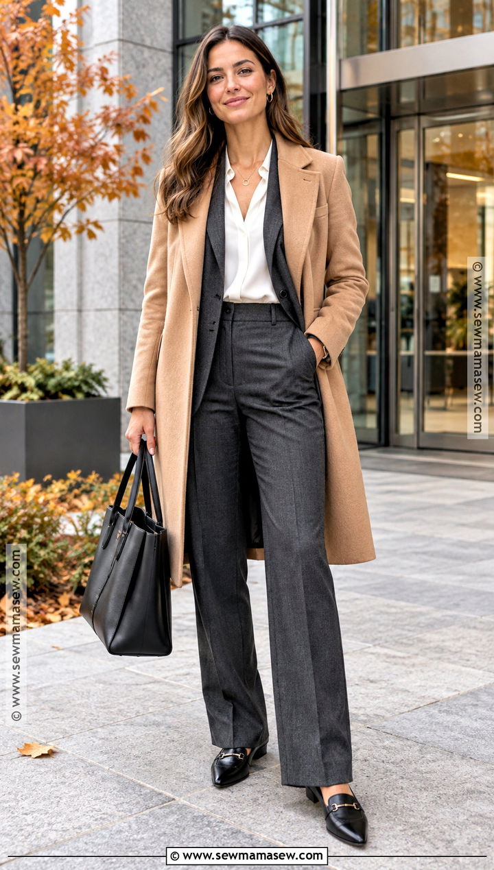Tailored Coat With Blazer And Trousers - 20 Fall Outfits Coat
