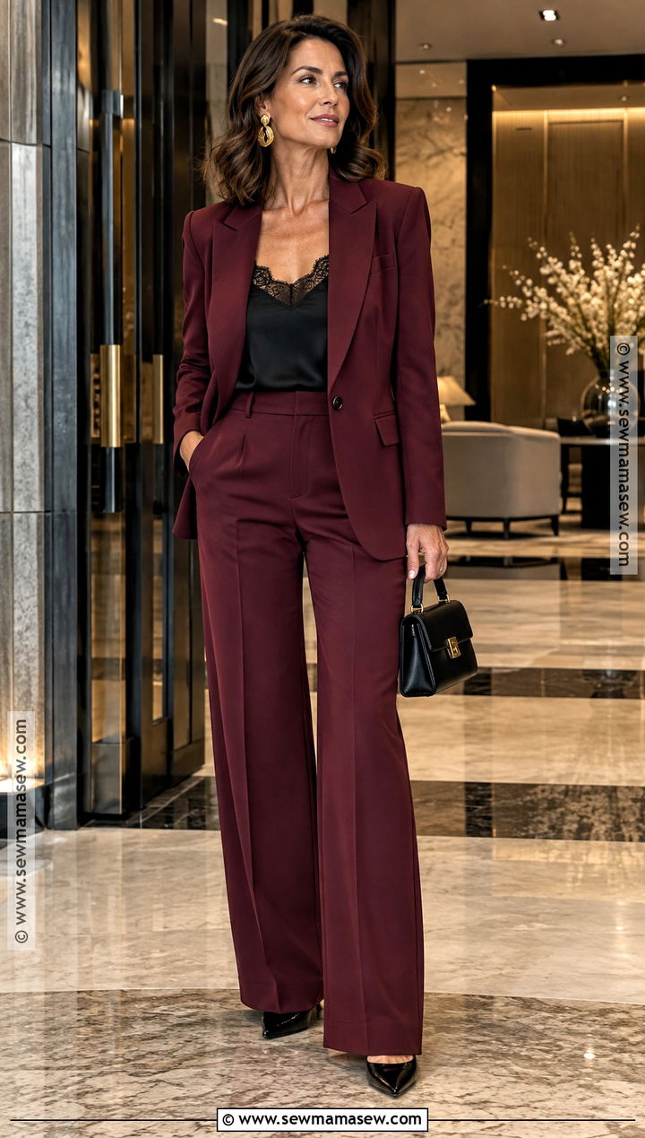 Tailored Suit And Lace Camisole Fall Night Out Outfit - 15 fall fashion night out ideas