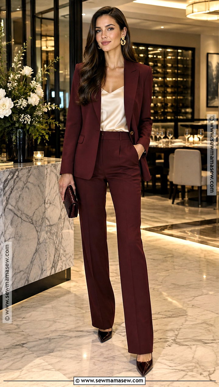 Tailored Suit And Silk Shell Fall Dinner Date Outfit - 25 fall dinner date outfit ideas