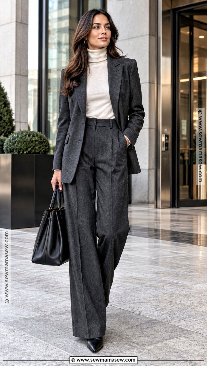 Tailored Suit And Turtleneck Autumn Outfit - 15 autumn aesthetic outfit ideas 2026