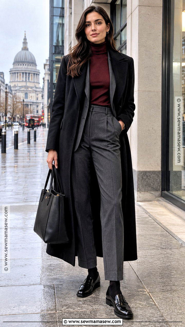 Tailored Suit With Turtleneck And Loafers - 20 November London Outfit Ideas