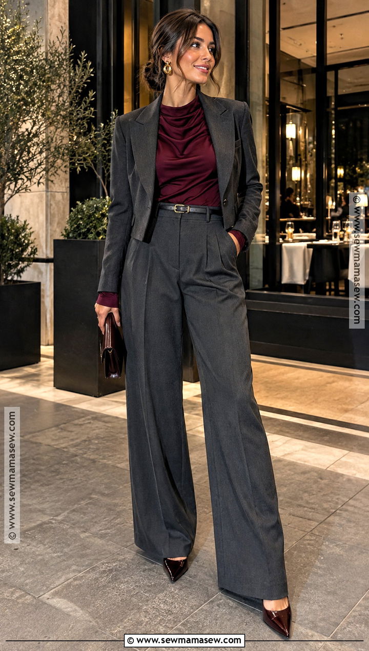 Tailored Trousers And Draped Top Fall Night Out Outfit - 20 fall night out outfit going out ideas