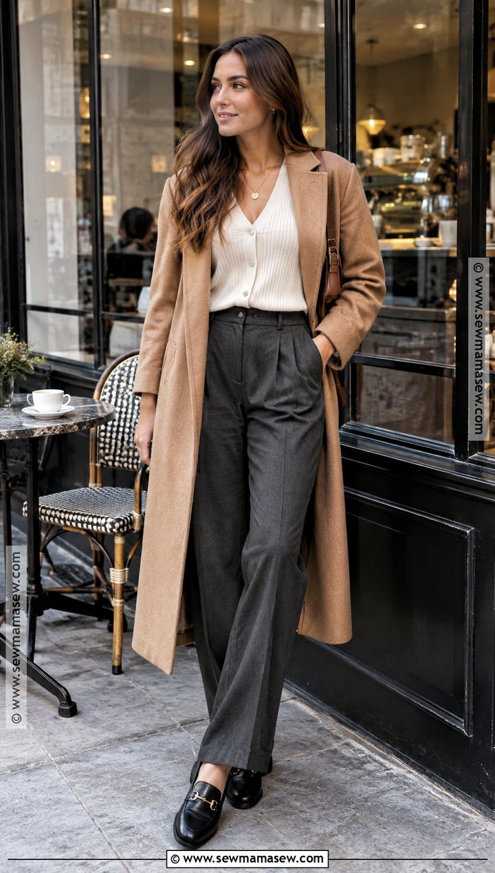 Tailored Trousers And Fitted Cardigan Coffee Date Outfit - 20 coffee date outfit fall ideas