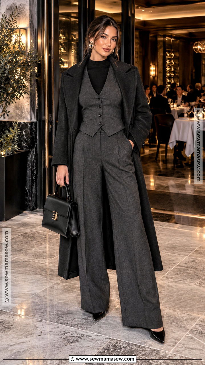 Tailored Vest And Trousers Steakhouse Dinner Outfit - 20 Steakhouse Dinner Outfit Fall Ideas for Women