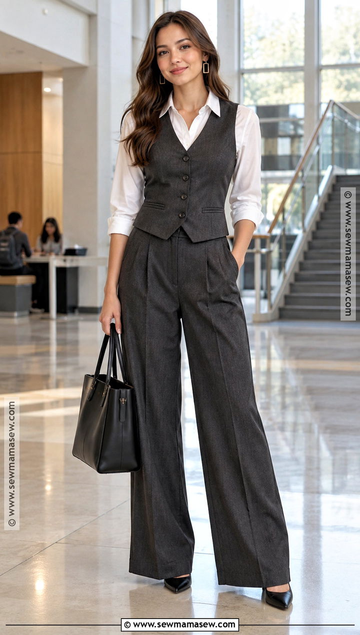 Tailored Vest And Wide Leg Trousers Fall Graduation Outfit - 25 fall graduation outfit ideas