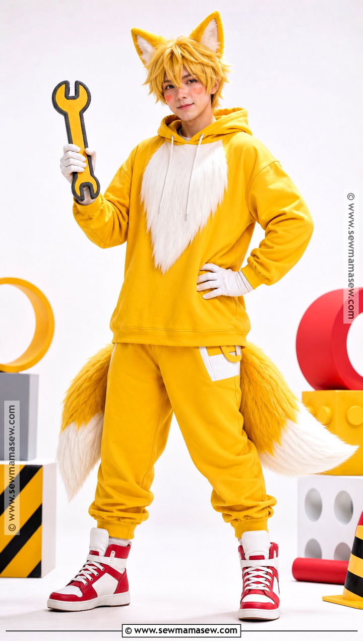 Tails Costume With Yellow Hoodie And Twin Tails - 30 Video Game Halloween Costumes