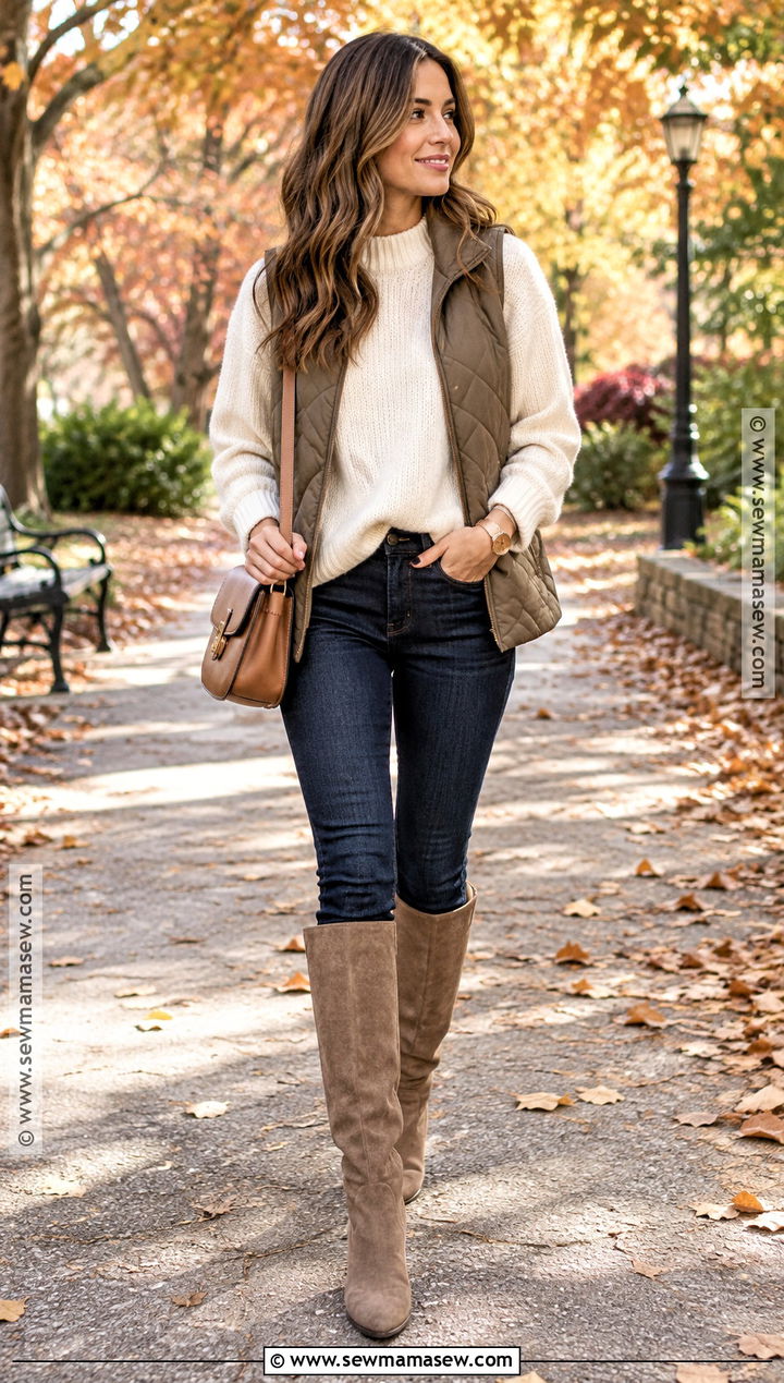 Tall Boots With An Oversized Sweater And Jeans - 25 tall boots outfit fall