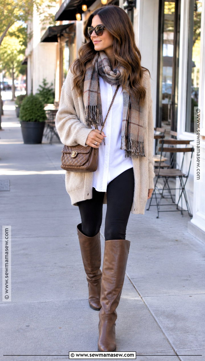 Tall Brown Boots With Leggings And Long Cardigan - 15 tall brown boots outfit fall styles 2026