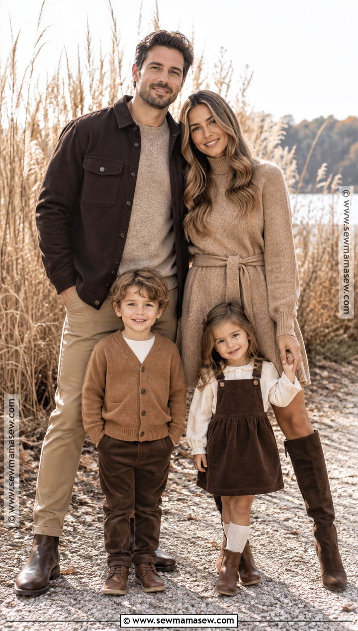 Tan And Dark Brown Family Outfits - 15 fall family photos brown outfits