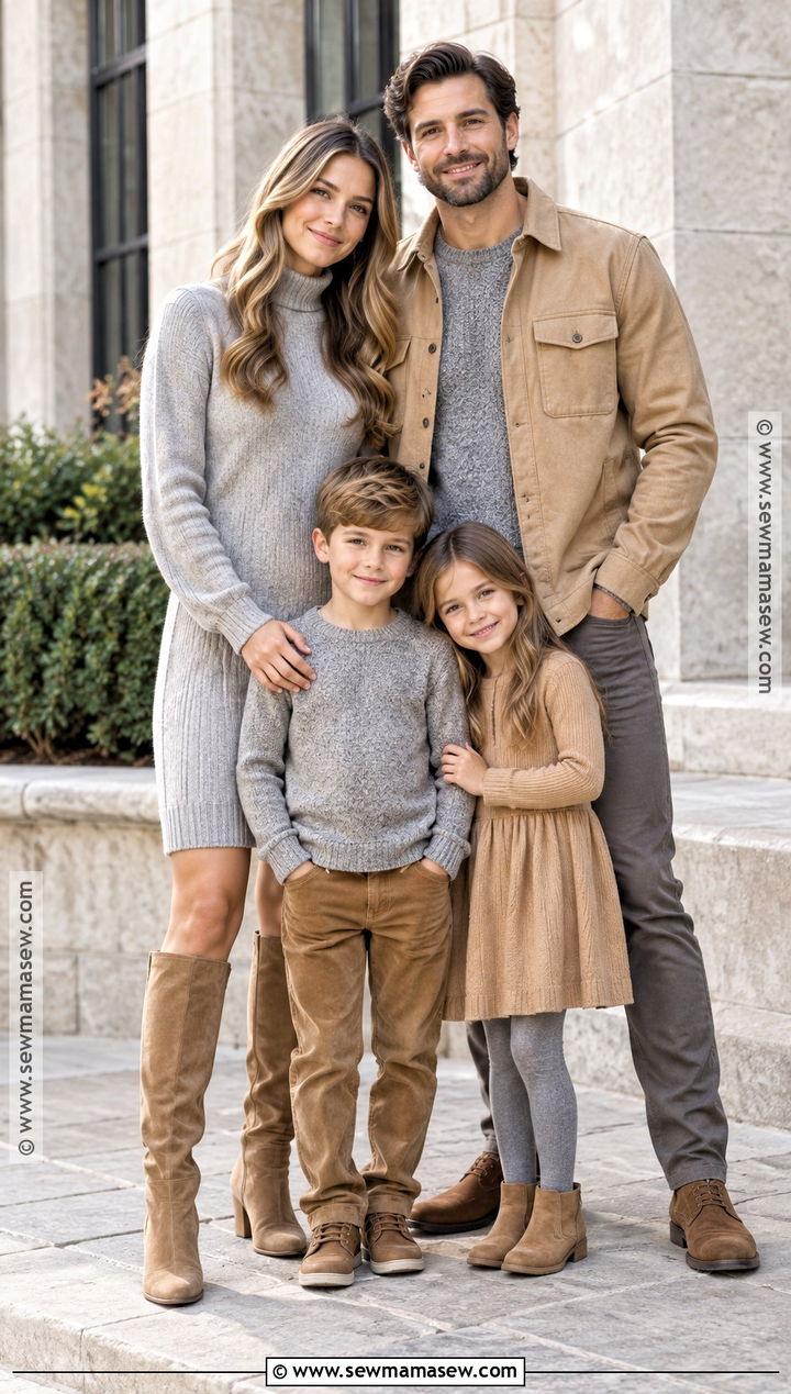 Tan And Soft Gray Fall Family Picture Outfits - 20 Neutral Family Picture Outfits Fall