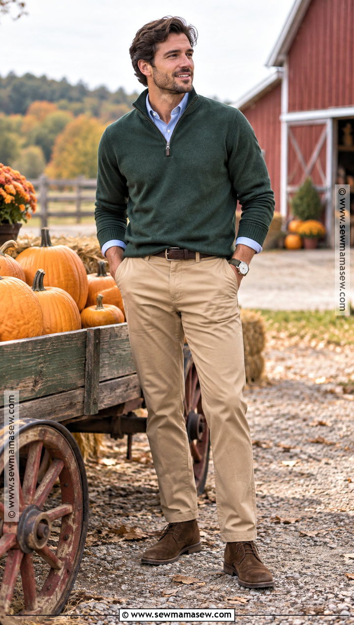 Tan Chinos Pumpkin Patch Outfit - 25 pumpkin patch outfit ideas for men