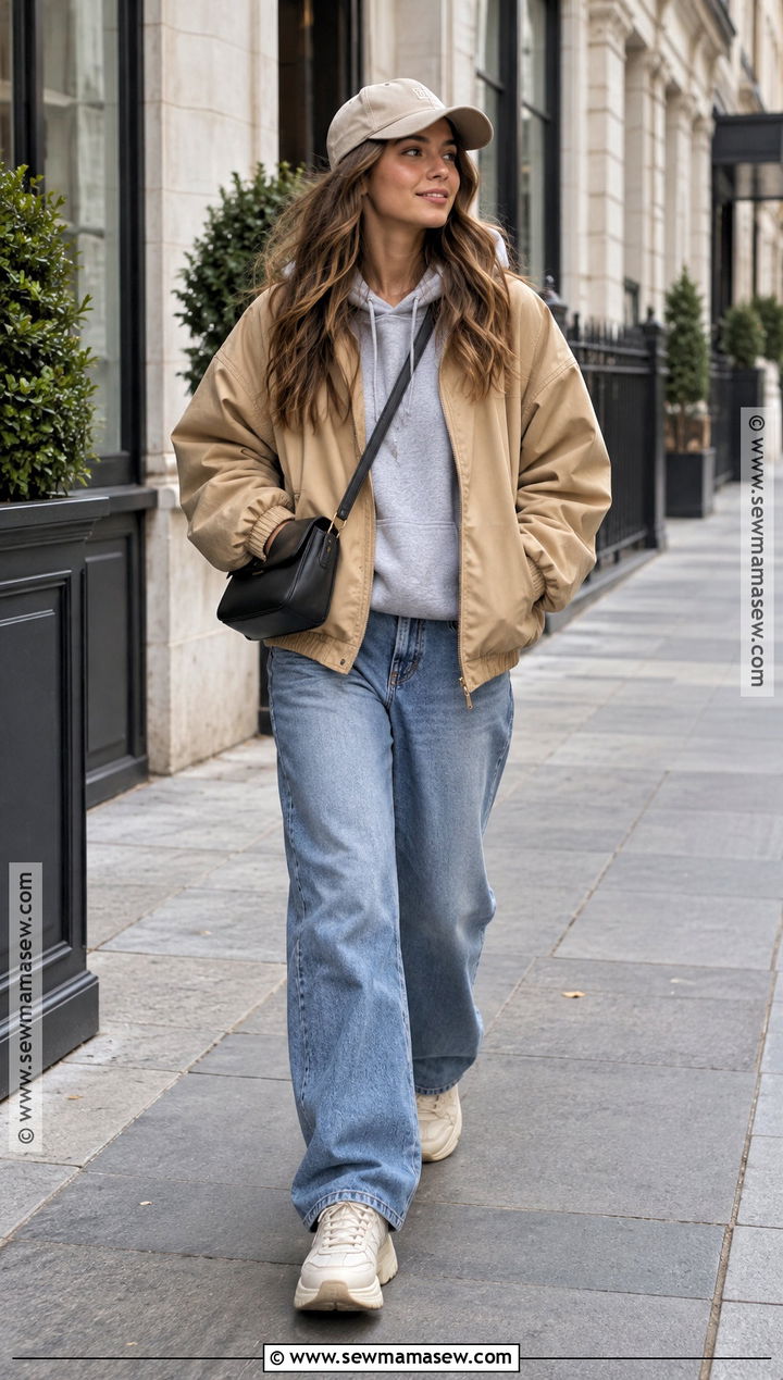 Tan Oversized Jacket With A Hoodie And Baggy Jeans - 15 tan fall jacket ideas